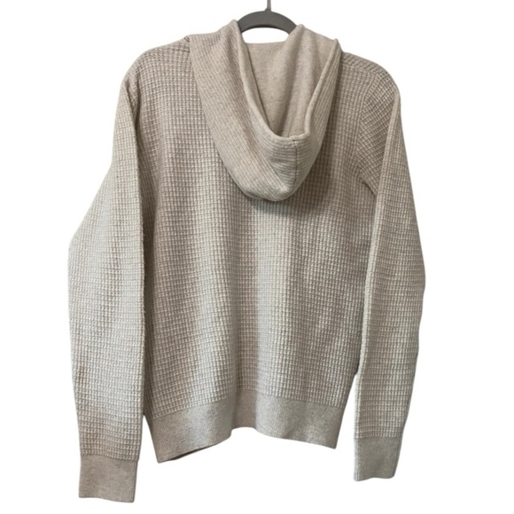 Magaschoni Cream Gray Waffle Knit Hooded Sweater - Picture 6 of 6